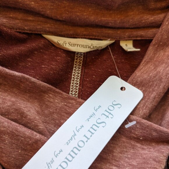 Soft Surroundings long sleeve Brinley brick colored cowl neck buttons tunic S - Picture 7 of 8